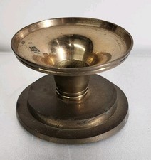 Heavy Vintage Solid Brass Raised Pedestal Candle Holder picture