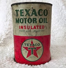 Texaco Vintage Insulated Motor Oil 1 U.S. Quart Metal Advertising Can 5.5