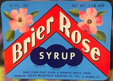 Antique Brier Rose 🌸 Syrup Label Green Mountain Packing Co Vermont 1930s-40s picture