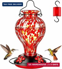 Hand Blown Glass Hummingbird Feeders for Outdoors Hanging, 24oz Wild Bird Nectar picture
