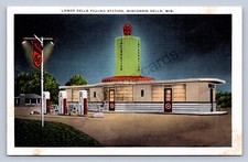 J98/ Wisconsin Dells Postcard c1930s Lower Dells Gas Station Phillips 66 488 picture