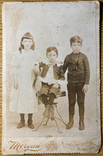 1880s SOUTH CHICAGO antique cabinet card photograph THREE YOUNG SIBLINGS picture