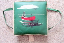 Vintage 1960s Tapatco Red Canoe Boating Green Vinyl Boat Seat Cushion VGC picture