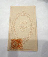 1864-66 Civil War Era CDV Photo 2c Revenue Stamp Hallett & Brother NYC Antique picture