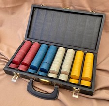 Vintage 400pc Clay Poker Chip Set DIAMOND SQUARE MOLD DIASQR *4 COLORS* *CASE* picture