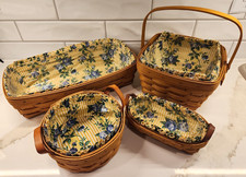 Longaberger Baskets Lot of 4- all w/liners, 3 w/plastic protectors READ picture