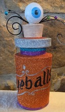 HALLOWEEN Pier 1 One VINTAGE EYEBALLS Bottle Glitter Figurine 10”   picture