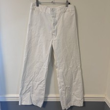 Vintage 40s US Navy Cracker Jack Flare Pants Men’s 30x27 Button Fly White A1 picture