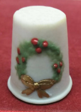 RARE 4L Christmas Red Ornaments Green Wreath 1978 Thimble picture