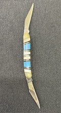 Cherokee Cutlery 2 Blade Congress Pocket Knife Turquoise Pearl Inlay picture
