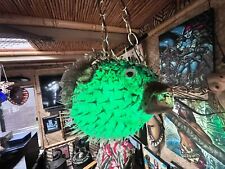 14”-15” Puffer Fish Lamp w/Green LED Bulb Tiki bar Smokin Tikis picture