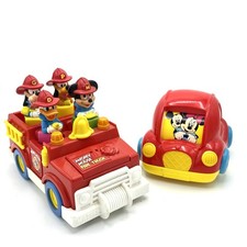 Disney Mickey Mouse Fire Truck Toy Shape Sorter + Car Lot Vintage 1989 Mattel picture