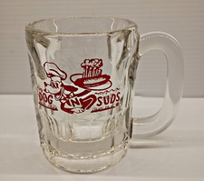 Vintage 1970s Dog N Suds Fast Food Restaurant Heavy Glass Root Beer Mug 4.25