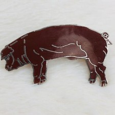 Vtg Ace Supply Large Enamel Pig Farm Animal Lapel Pin picture