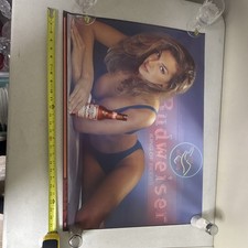 ๐บ Vintage 1996 Budweiser Poster 28x20 Bikini Model Neon Beer Promo L96-09 picture