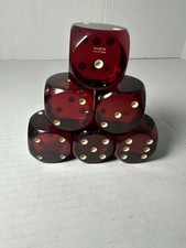 Super Rare Set Of 6 Cherry Red Vintage Large, 1.5” Dice Made In Austria picture