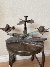 Vintage Brutalist Flower Floral Branch Candle Holders Centerpiece Granite picture