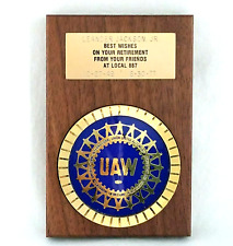 UAW Retirement Plaque Vintage Local 887 Union Auto Aerospace Agriculture w/box * picture
