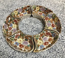 Vintage Japanese Kutani Thousand Flowers Porcelain Divided Serving Dishes 6pc picture