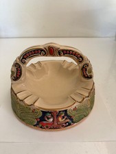 VINTAGE GETZ GERMAN HAND PAINTED CERAMIC CIGAR ASHTRAY WITH HANDLE picture