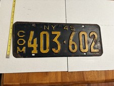 Vtg. 1945 N.Y. Commercial License Plate  403-602  NYS DMV CLEAR  COLLECTOR USA picture