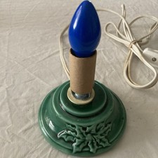 VTG Small Ceramic Christmas Tree Bulb Base With Holly Replacement Part Working picture