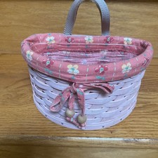 RARE Longaberger 2006 Scalloped Pocket Basket Set - Soft Pink - Half Moon picture