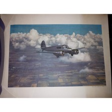 Vintage Cessna Bobcat Bomber Pilot Trainer AT17 Lithograph Don Forbes Print picture
