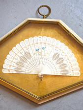 Stunning Framed Victorian Hand painted Folding Fan with intricate Detail picture