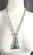 Victor Coochwytewa Silver Overlay Pendant Turquoise Melon, Bench Beads Necklace picture
