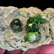 Rare Green Demantoid Grossular Garnet Mineral Specimen on Matrix, Andradite Var picture