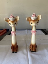 Vintage 1956 Napco Long Neck Bambi Deer Salt & Pepper Shakers A1879 Japan Kitsch picture