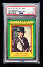 1981 Topps Raiders of the Lost Ark #2 Indiana Jones Freelance Adventurer - PSA 7 picture