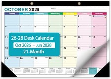Desk Calendar 2027-2028, Desktop Calendar 21 Month, Oct -Jun 2028 picture