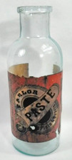 Antique 1940s Advertising Glass Bottle With Paper Label Scovill Mfg Parlor Paste picture