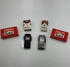 3 Vtg Marlboro Advertising Lighters & Box Of Matches. 2 Black Lighters NIB picture
