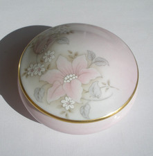 Limoges France Porcelain Trinket Box Pink Floral Design Gold Trim picture