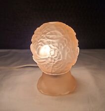 Vintage I.W. Rice Pink Translucent Frosted Glass Floral Lamp Night Light Japan picture