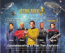 Liberia 2016 Star Trek 50th Anniversary Kirk, Picard, Janeway, Sisko, Archer MNH picture
