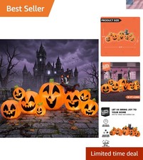 Whimsical 10FT Halloween Blow Up Pumpkin with 8 Pieces and Cat - Certified picture
