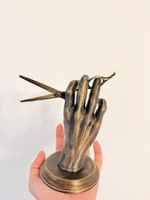 Vintage Style Hand Holding Scissors Sculpture – Gothic Decor Hand Painted Gold picture