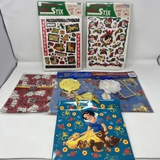 Vintage Disney Gift Wrap 3 Sets, Stickers, Bag New Sealed Princess Aladdin picture