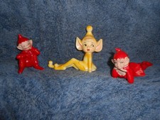 3 Vtg Japan Pixie Elf Ceramic Figures picture