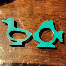 Vintage green bakelite duck fish napkin ring Semichrome tested picture