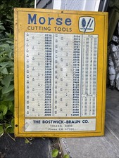 Morse Cutting Tools Tin Sign Machine Shop Mechanic Bostwick Braun Toledo Ohio picture