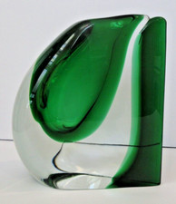 VINTAGE Milan Nosek for Atelier Beranek Large Hand Blown Wedge Vase SIGNED 1998 picture