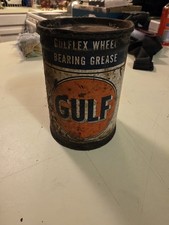 Vintage Gulf Oil Waterproof Gulf Grease Can One Pound gas station advertising picture