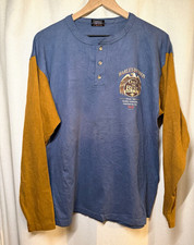 Vintage Harley-Davidson 1996 USA Henley Size L Steele's Bloomfield NJ Eagle picture
