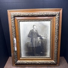 Antique Cabinet Card Photo 19th Century Victorian Era Large Wooden Frame picture