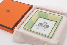 Hermes Paris Porcelain Cigar Ashtray Mini Change Tray Zebra Item Case Auth w/box picture